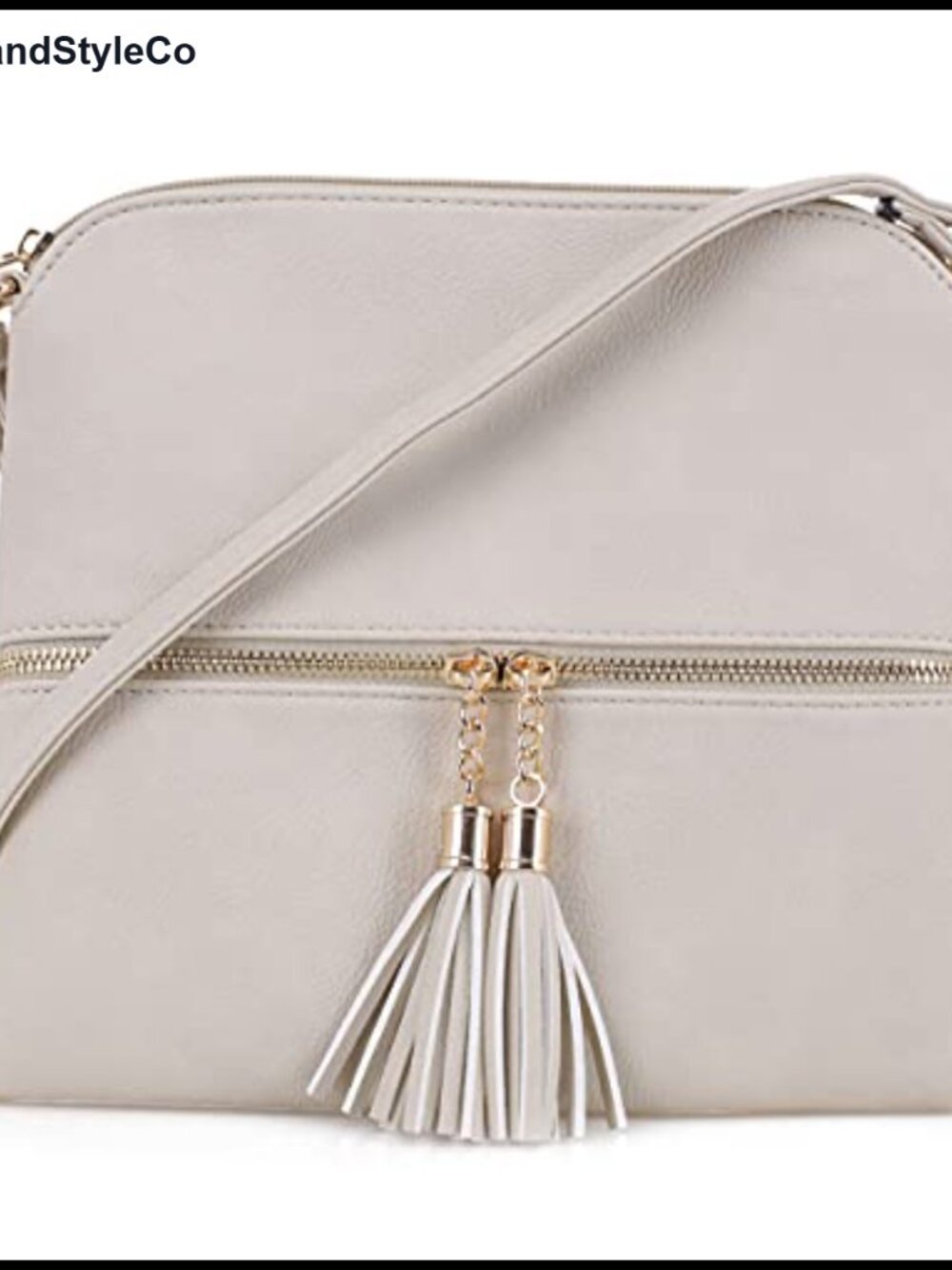 Medium Crossbody Bag with Tassel and Zipper Pocket PU Leather Shoulder Purse